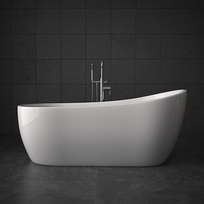 Matt Black Solid Surface Bathtub Resin Stone Freestanding BathTub RL-MF1216