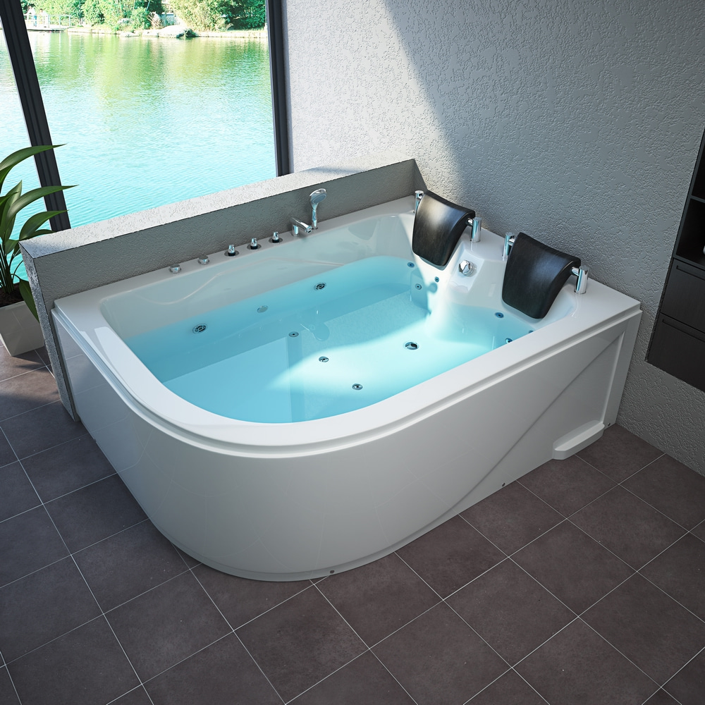 Black Acrylic 2 person whirlpool freestanding massage bathtub 1800x1200mm RL-6153-Sherry（Left）