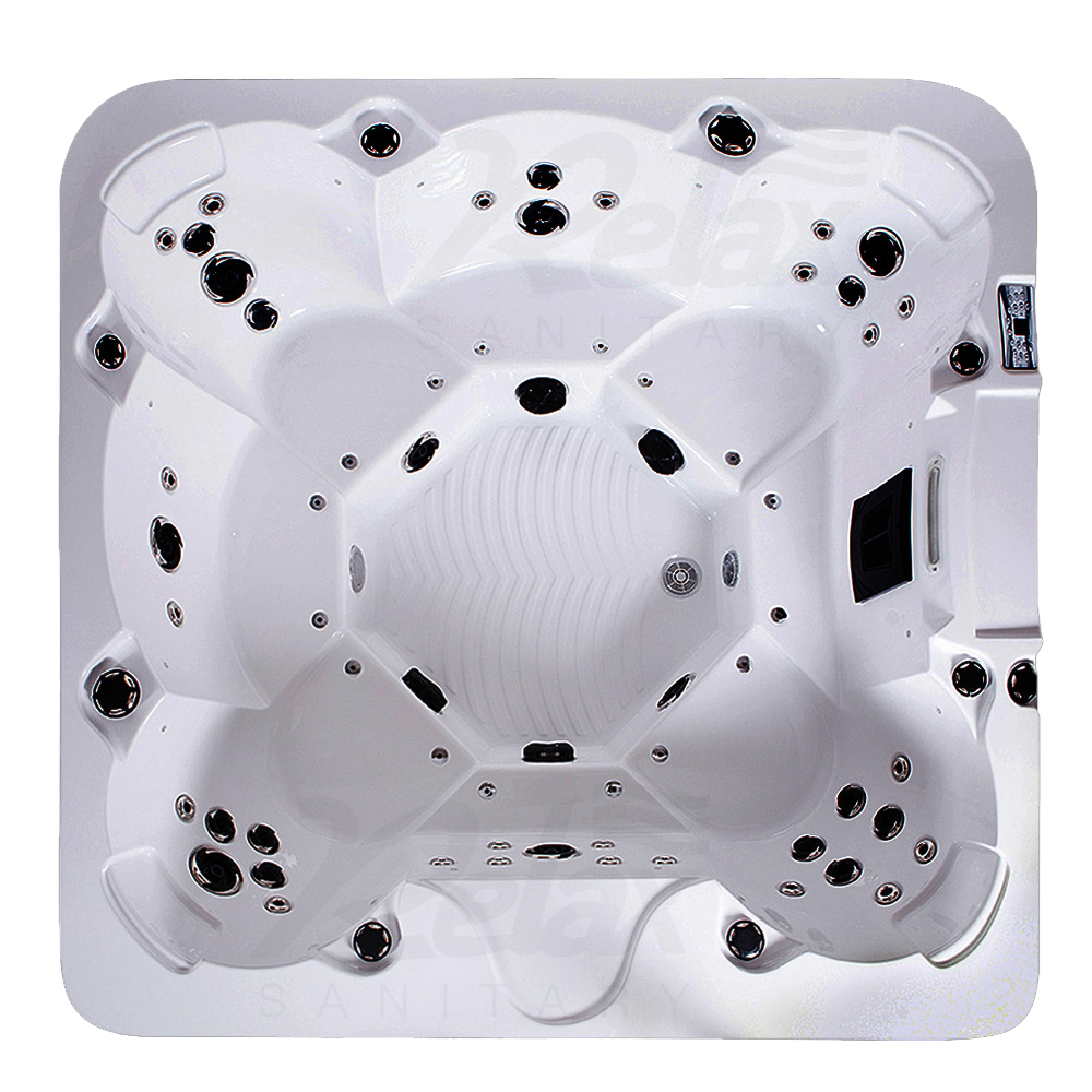 6 Person 57 Jets Acrylic Square Hot Tub in Gray RL-6013