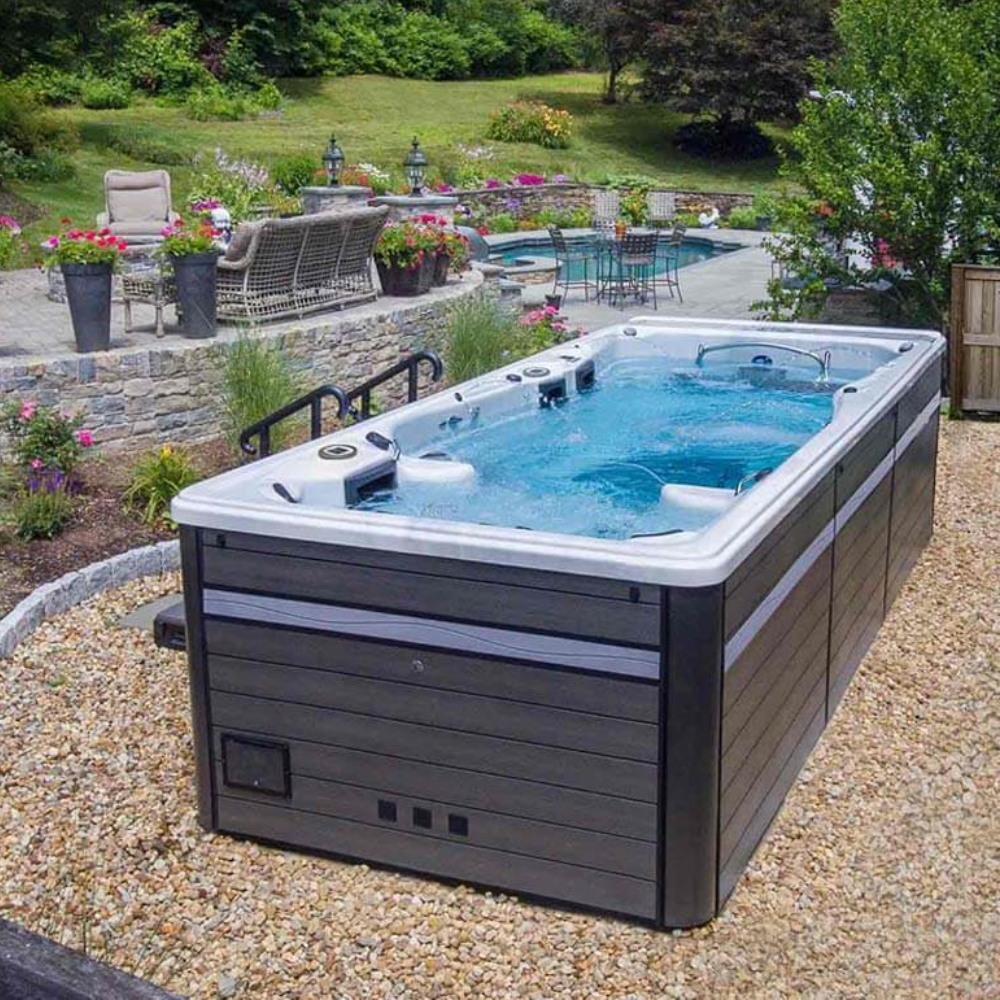 Big swimming pool outdoor hotel garden 10m white acrylic adult hydro massage BALBOA waterproof system custom Insulating cover